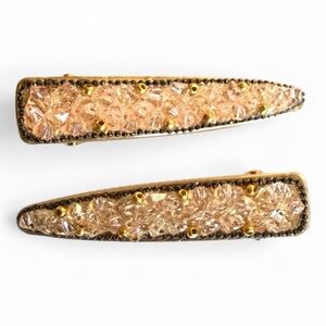 Textured Set of Alligator Hair Clip Peach New